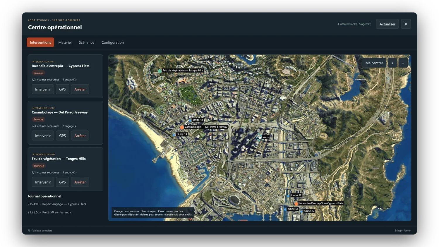 Centre opérationnel des pompiers dans LOOP Prime V2